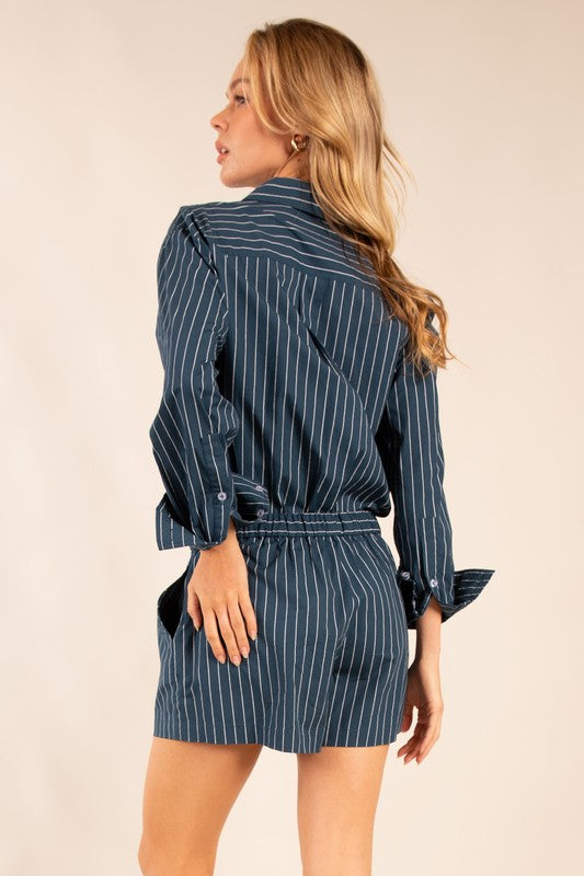 Striped Long-Sleeve Romper