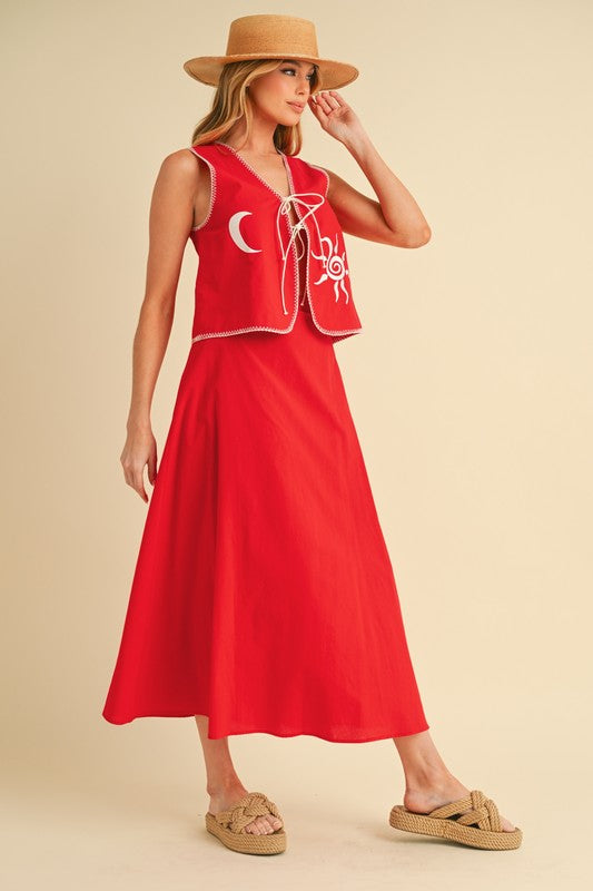 Sun Moon Vest and Skirt Set