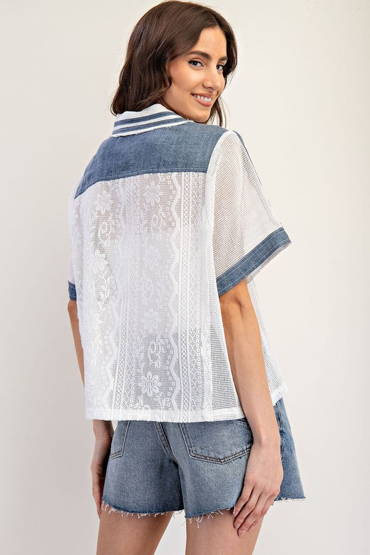 Sandra Lace V-Neck Top