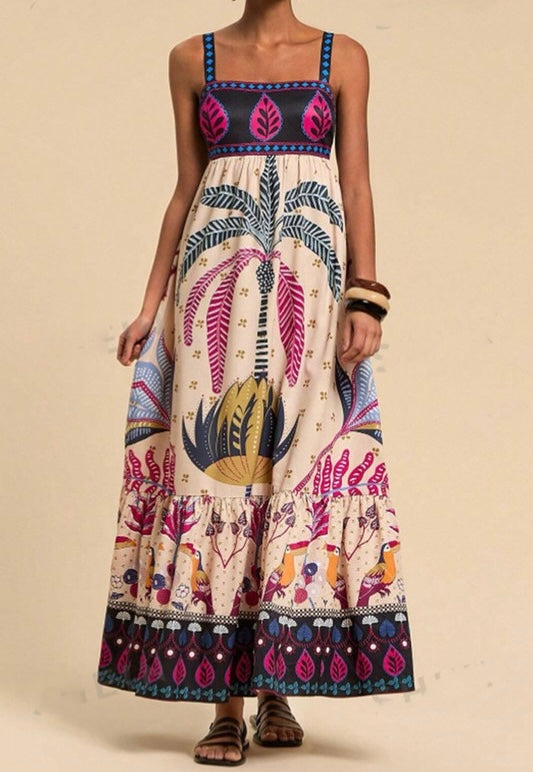 Sandra Tropical Print Dress