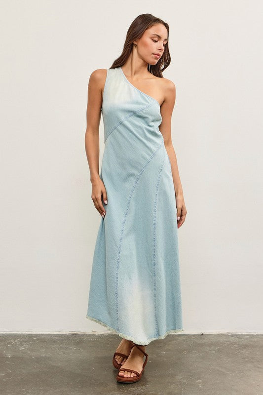 One Shoulder Denim Dress