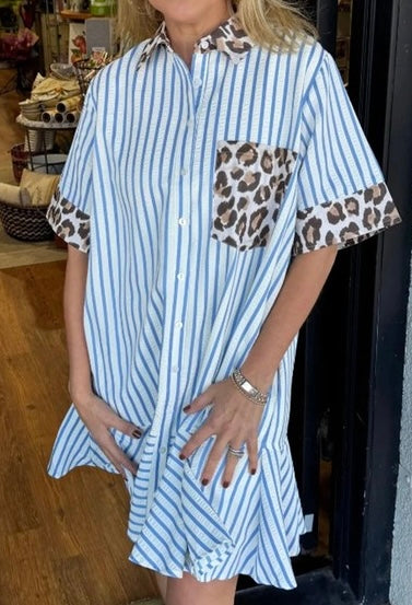 Elena Striped Shirt Dress