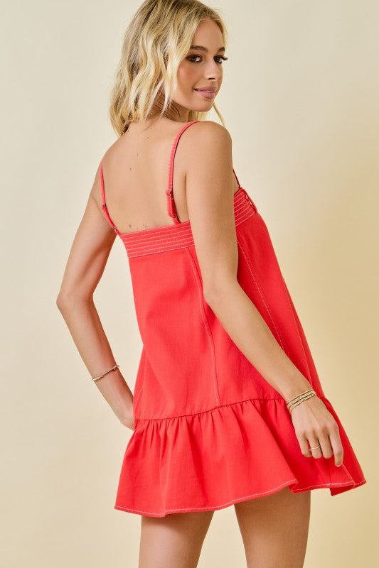 Red Denim Mini Dress