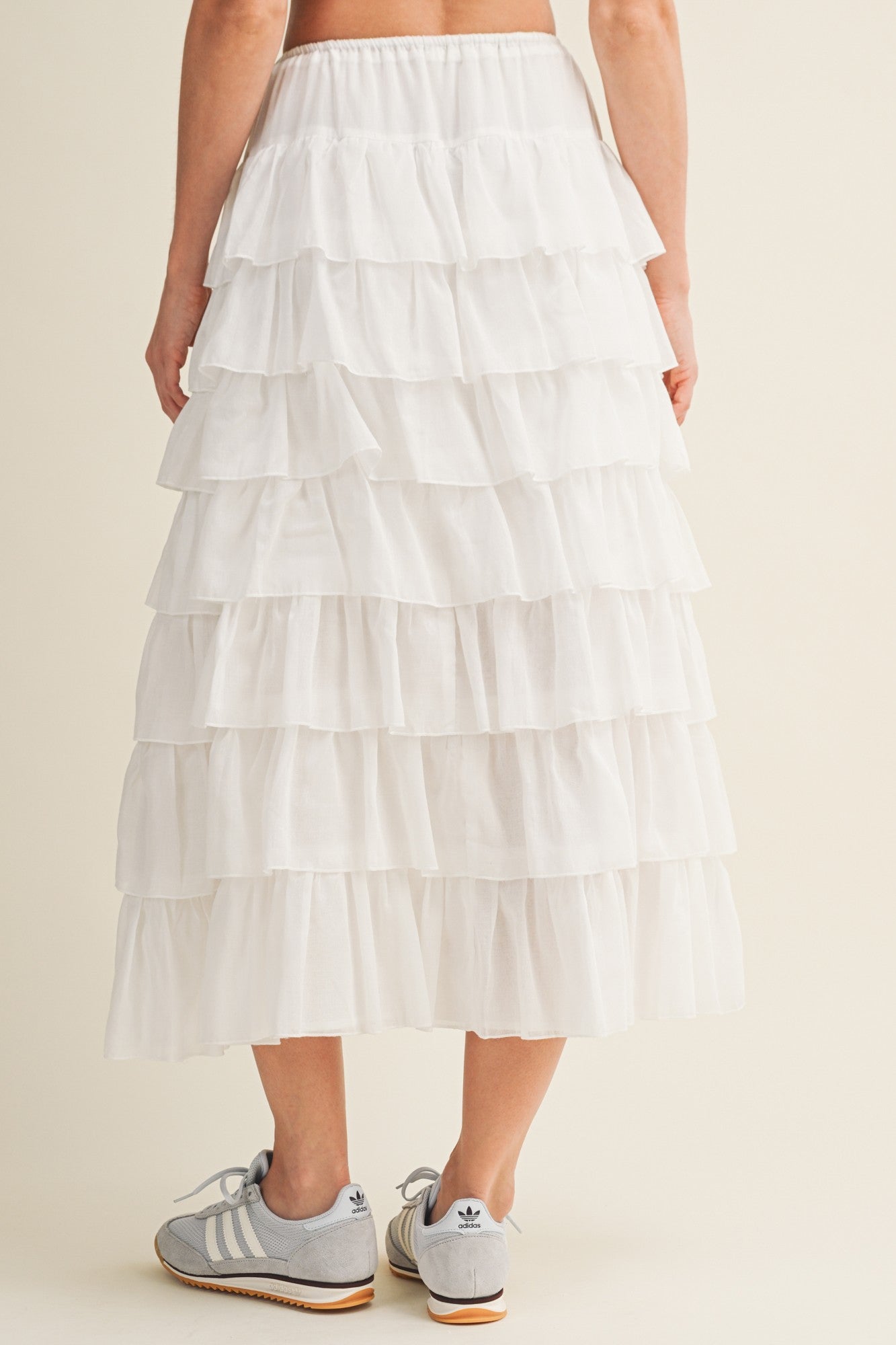 Multi Ruffle Skirt-WHITE