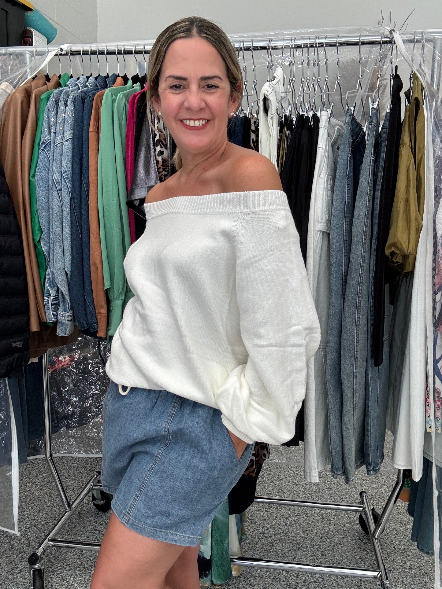 One Shoulder-Off Shoulder Sweater