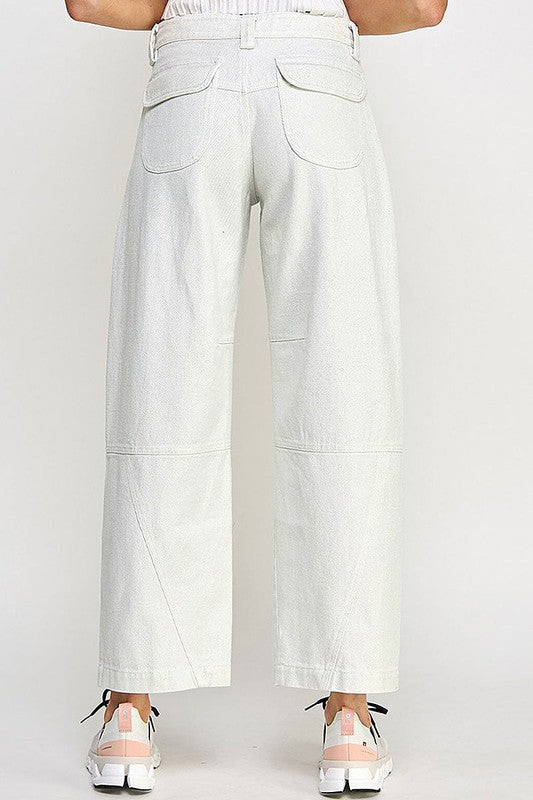 Wide Leg Shimmer Barrel Jeans