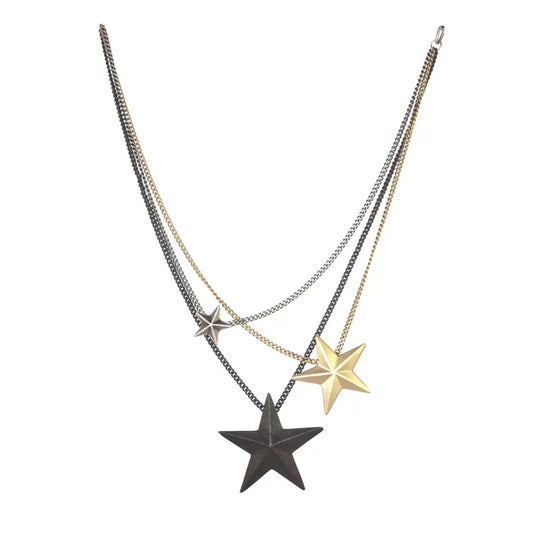 3 Star Mixed Metal Necklace
