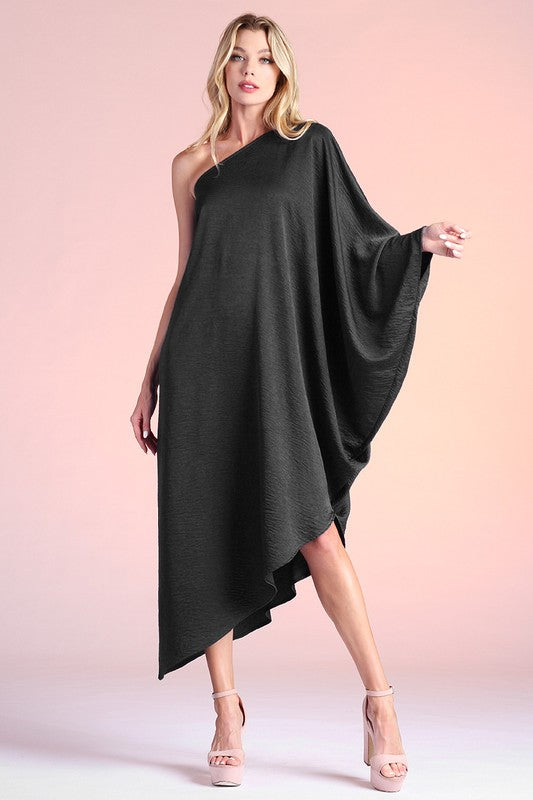 One Shoulder Satin Dress