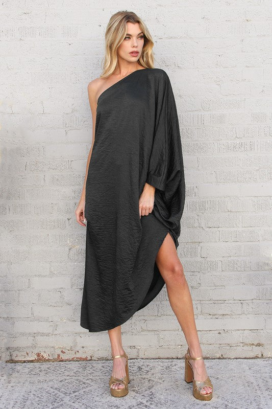 One Shoulder Satin Dress