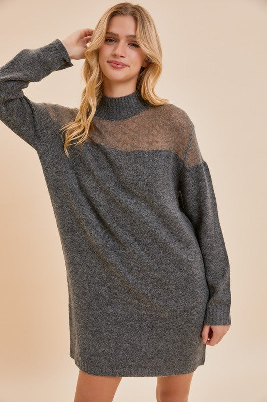 High-Neck Knit Dress