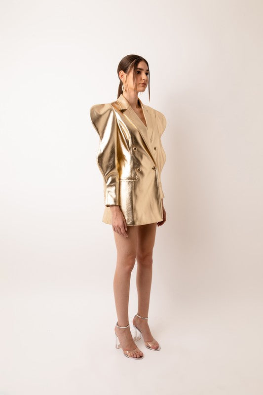 Soft Metallic PU Blazer/Dress