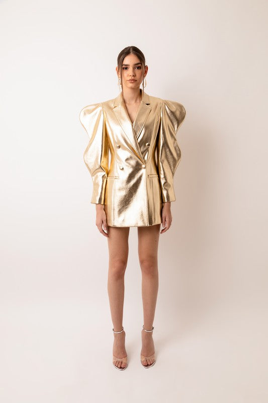 Soft Metallic PU Blazer/Dress