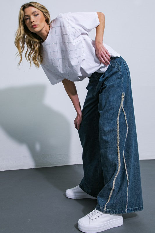 Wide Leg Denim Pants