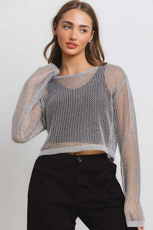 Metallic Mesh Top