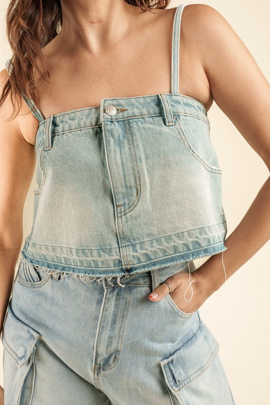 Spaghetti Denim Top