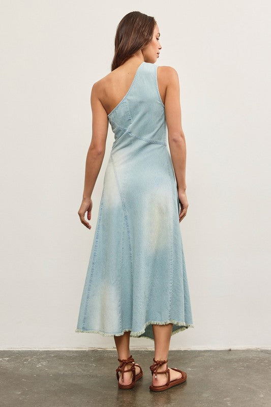 One Shoulder Denim Dress