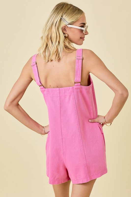 Pink Denim Romper