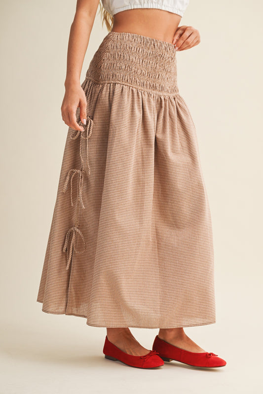 Shirred Waist  Side-tie Skirt
