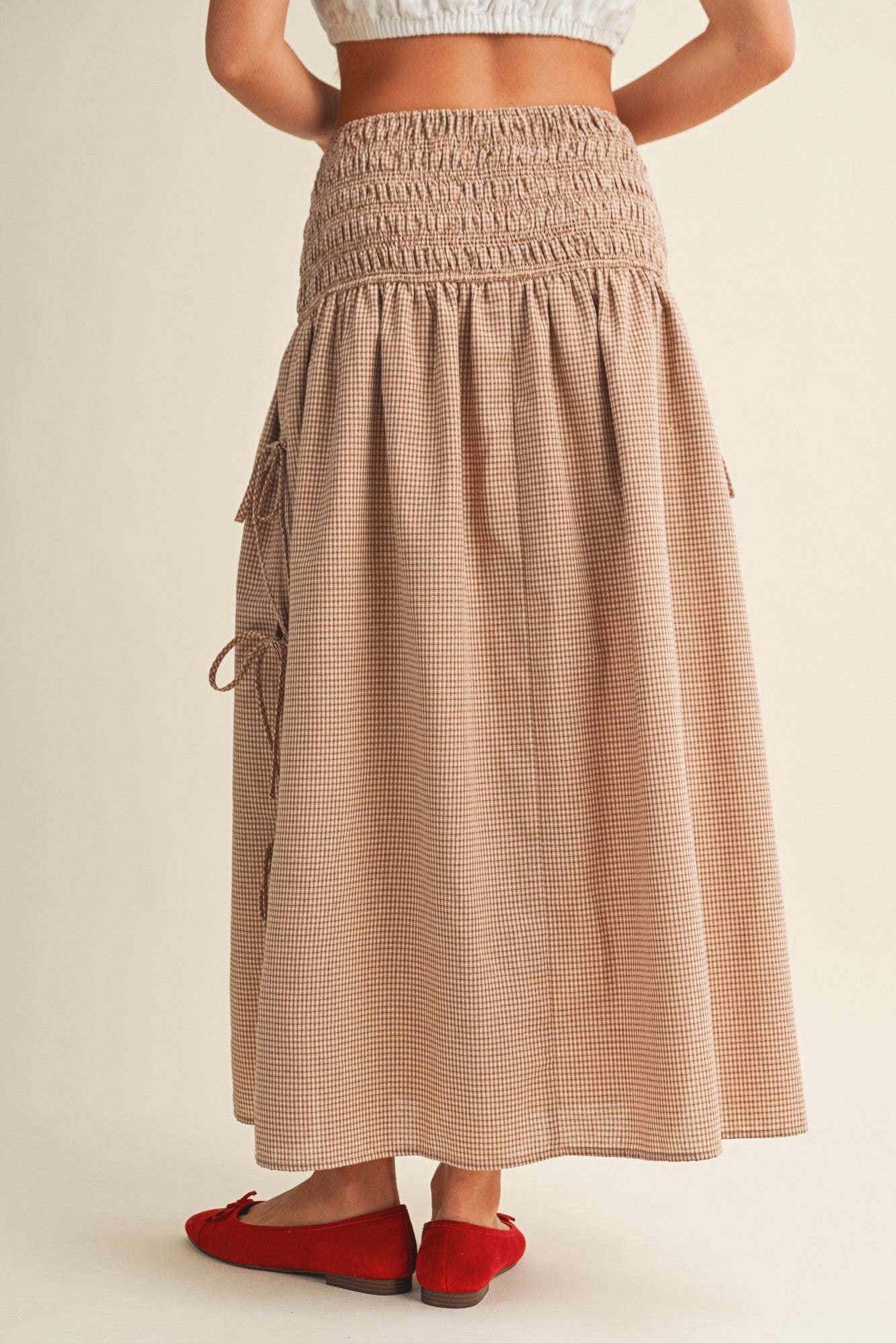 Shirred Waist  Side-tie Skirt