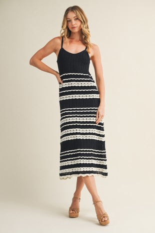 Sleeveless Striped Crochet Dress