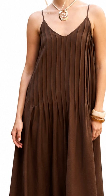 Pleated Spaghetti Strap Dress