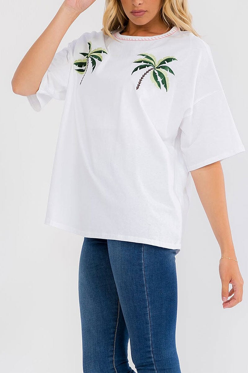 Embroidered white t shirt
