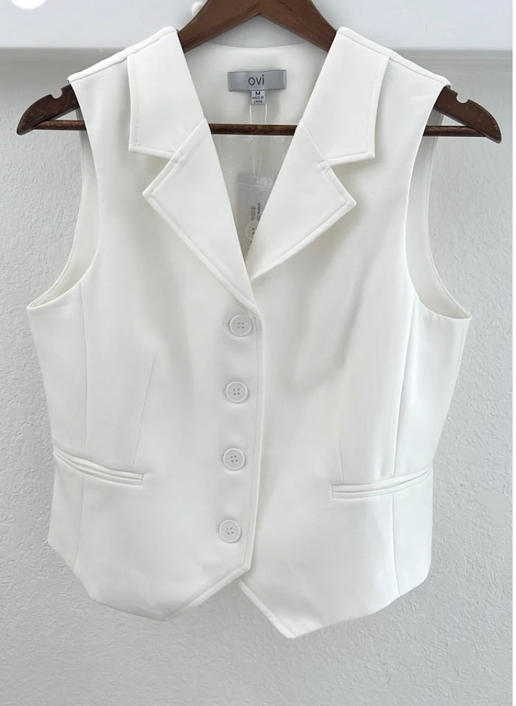 Solid Button Vest