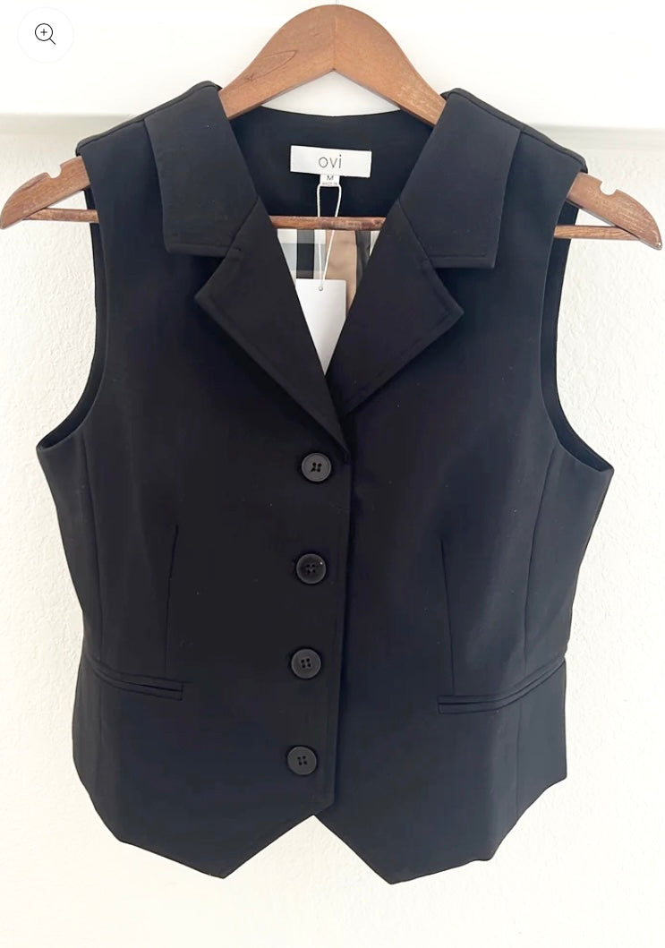 Solid Button Vest