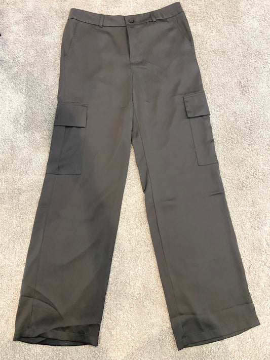 Satin Cargo Pants Black