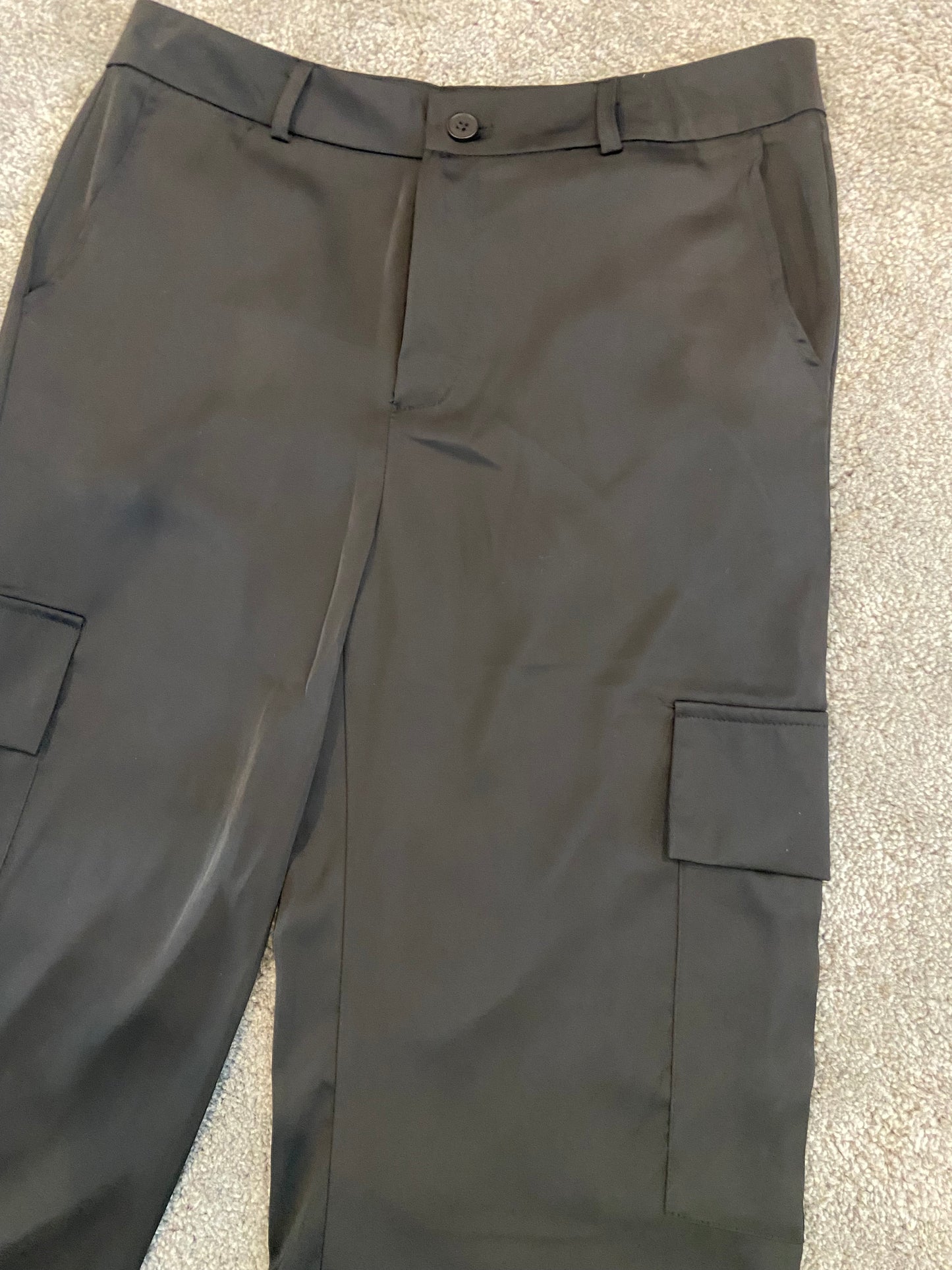 Satin Cargo Pants Black