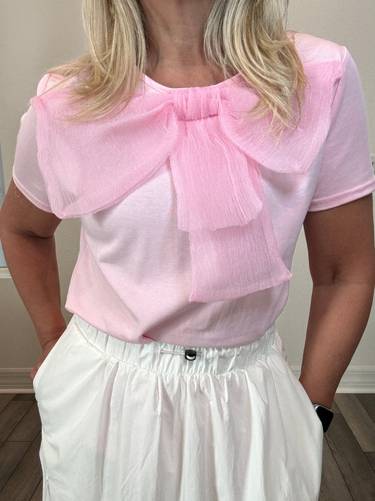 Top W/Tie Bow Pink