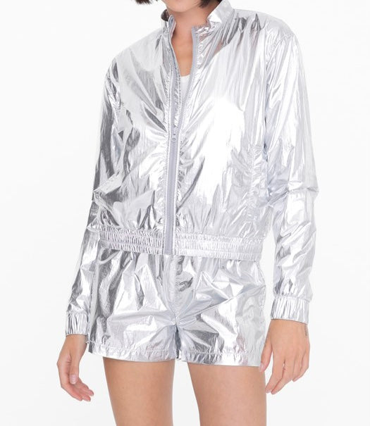 Metallic  Bomber Jacket & Short Set