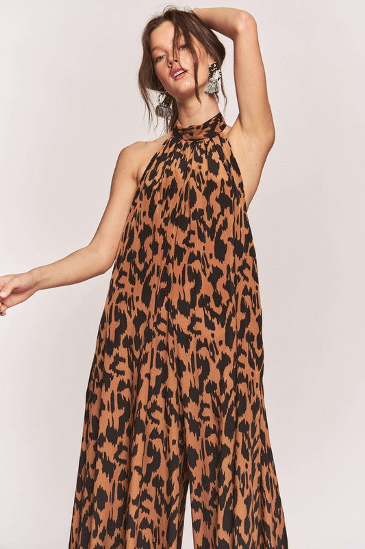 Animal Print Halter Jumpsuit