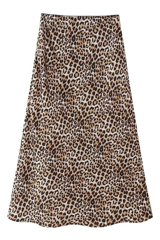 Animal Print Satin Skirt