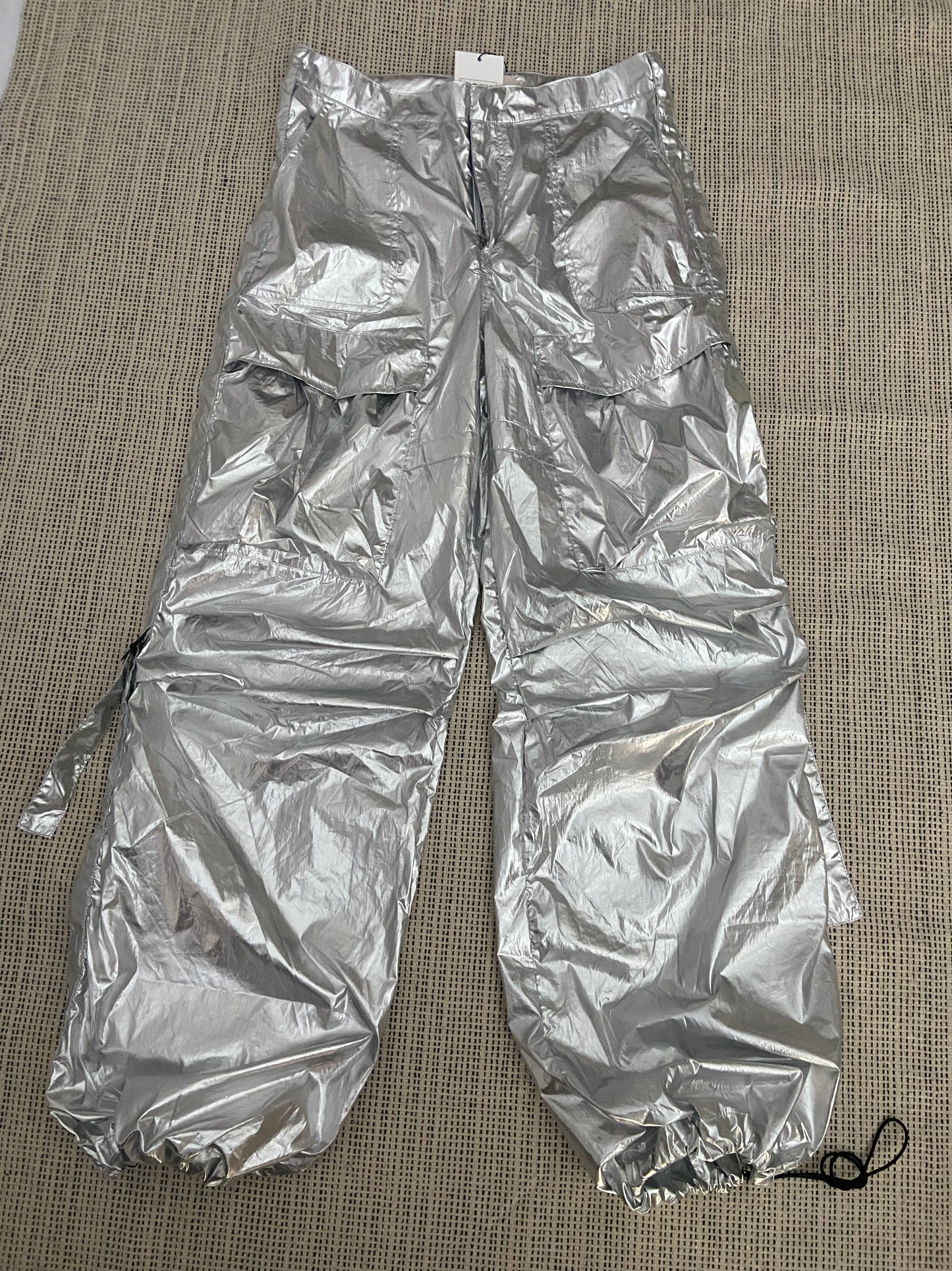 Metallic Silver Cargo Pants