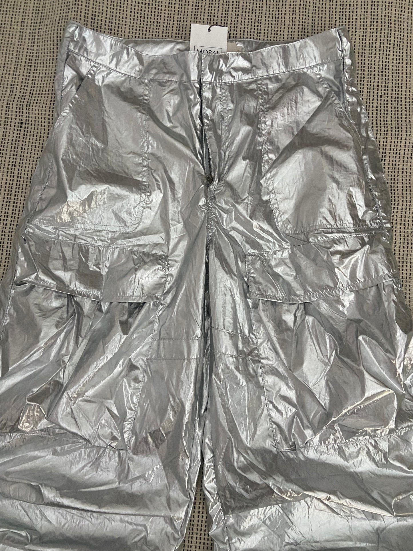 Metallic Silver Cargo Pants