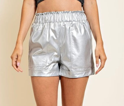 Solid Faux Leather Shorts