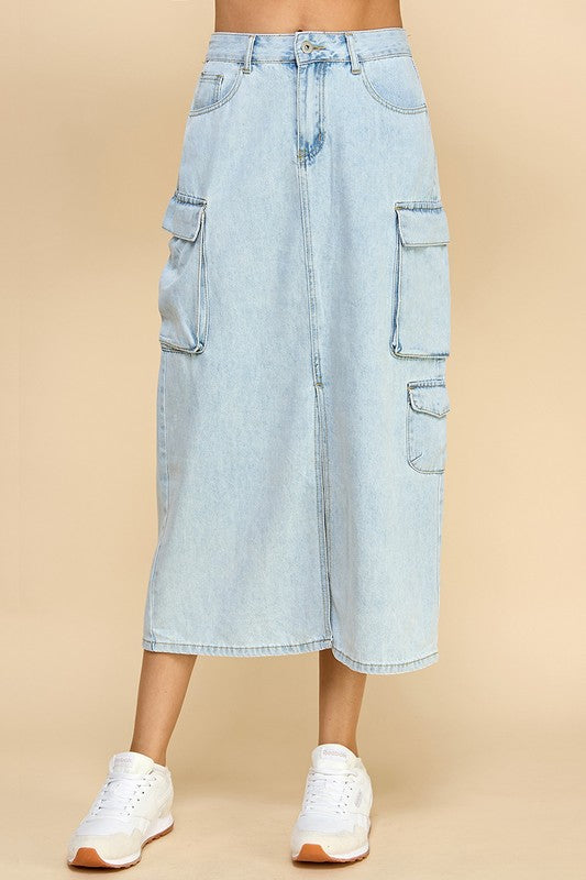 Cargo Pocket Denim Skirt