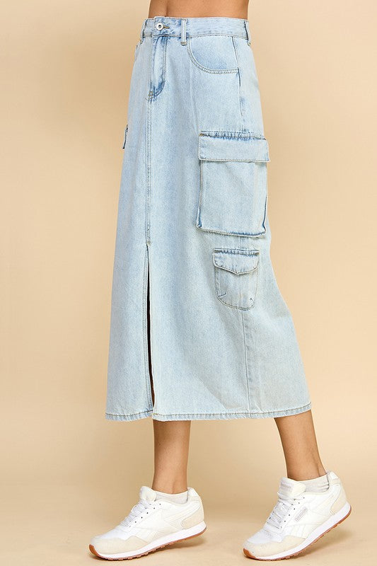 Cargo Pocket Denim Skirt