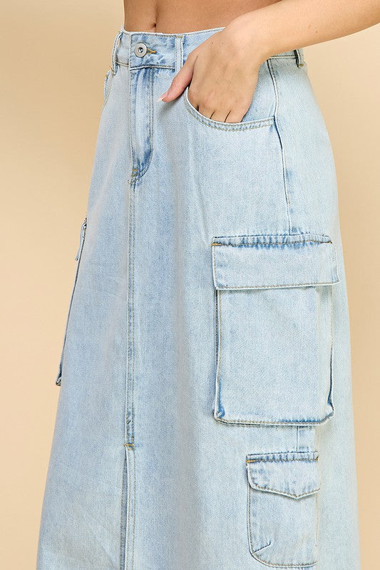 Cargo Pocket Denim Skirt