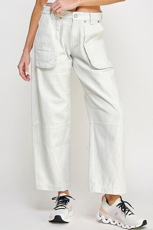 Wide Leg Shimmer Denim Pants