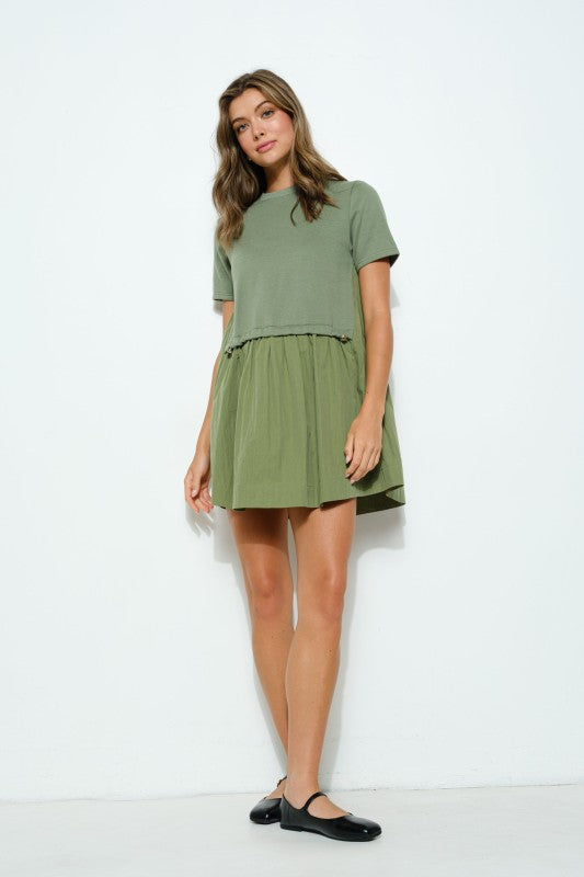 Olive Sweatshirt Mini dress
